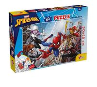 Lisciani - Marvel Spider-Man - Puzzle Géant 60 Pièces au Sol - Dès 4 Ans | Modèle Double Face Plus - Verso à Colorier, Bonus Décoratif - Jouet Éducatif Super-Héros - Format Final au Sol 70 x 50 cm