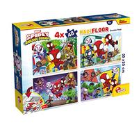 Lisciani - MARVEL Spidey Amazing Friends - 4 Puzzles pour Enfants dès 4 ans - 4 x 48 pièces - MaxiFloor 35x25 cm - Puzzles 2 en 1 - Double Face avec Verso à Colorier - Jeux Educatifs