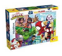 Lisciani - Marvel Spidey - MaxiFloor Puzzle 24 Pièces - Dès 3 Ans | Format 70 x 50 cm - Double Face Verso à Colorier - Réflexion, Dextérité et Motricité Fine - Scène du Dessin Animé Illustrée