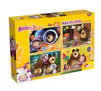 Lisciani - Masha et Michka - Coffret de 4 Puzzles 48 Pièces - Dès 4 Ans | 4 Puzzles avec Double Face à Colorier - Réflexion et Dextérité - Quatre Scènes Différentes - Format Final au Sol 35 x 25 cm