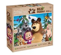 Lisciani - Masha et Michka - Puzzle 60 Pièces MaxiFloor - Dès 4 Ans | Verso à Colorier, Décoration Libre - Activité Manuelle Guidée - Carton 100% Recyclable - Format Final au Sol de 70 x 50 cm