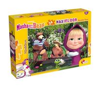 Lisciani - MASHA ET MICHKA Puzzle MaxiFloor - 24 Pièces - Pour Enfants dès 3 ans - 50x70cm - Grand Puzzle Masha and the Bear avec Double Face à Colorier - Développe Réflexion et Dextérité