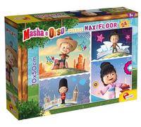 LISCIANI - MASHA ET MICHKA - Puzzle Maxifloor C'est Frantastique - 24 Pièces - Pour Enfants dès 3 Ans - Puzzle Géant 70x50cm - Jeu Educatif - Developpe la Motricité et Logique - Fabriqué en Italie