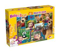 LISCIANI - MASHA & MICHKA - Puzzle MaxiFloor 2 en 1 - 35 pièces - Pour Enfants dès 3 ans - 70x50 cm - Double-Face à Colorier Masha & the Bear - Développement de la Dextérité et Créativité