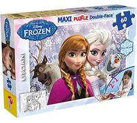 Lisciani, Maxi Puzzle pour enfants à partir de 4 ans, 60 pièces, 2 en 1 Double Face Recto / Verso avec le dos à colorier - Disney La reine des Neiges 46881