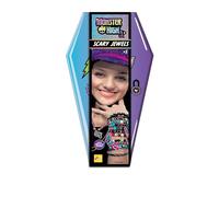 Lisciani - Monster High - KIT Bijoux EFFRAYANTS - Kit Création de Bijoux pour Enfants dès 5 Ans - Créez Vos Bracelets et Colliers avec Perles Colorées, Lettres et Charms - Boite Forme Cercueil