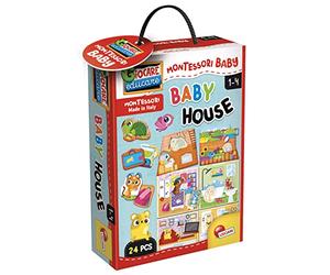 Lisciani - Montessori Baby - Baby House Maison Sensorielle - Dès 1 an | Puzzle à Double Épaisseur - 18 Formes d'Animaux et d'Objets à Encastrer - Notice Fournie - Curiosité, Toucher et Observation