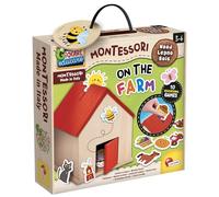 Lisciani - Montessori Baby Bois - La Ferme - Jeu Éducatif pour Enfants dès 9 mois - Maisons 3D en bois et Animaux De La Ferme - Développe Tactilité et Logique - Fabriqué En Italie