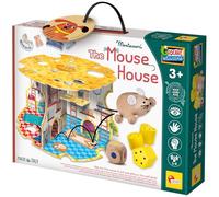 Lisciani - Montessori Bois - La Maison des Souris Parcours - Dès 3 Ans | Jeux Éducatifs en Bois Montessori - Apprentissage Chiffres et Formes Géométriques - Parcours 3D - Personnage à Guider Partout