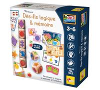 Lisciani - Montessori - Défis Logiques et Mémoire - Jeu Éducatif Maternelle Enfant de 3 à 6 Ans - Chiffres Animaux Couleurs et Formes - Feutre Effaçable et Dés en Bois - Silhouettes et Activités