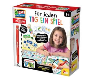 Lisciani Montessori Pen Jeu éducatif pour Enfants à partir de 3 à 6 Ans - Cartes d'apprentissage avec Stylo - Écrire des Mots, des Chiffres, des Couleurs et des émotions - Logique et vocabulaire