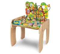 Lisciani - Montessori Table d'Activités en Bois Évolutive pour Enfants 1 à 4 Ans - Jeu Éducatif avec Labyrinthe, Engrenages, Formes à Encastrer - Hauteur Réglable - Stimulations Sensorielles