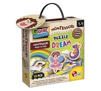 Lisciani - MONTESSORI WOOD Puzzle Dream - 15 Pièces - Pour Enfants dès 1 An - 1 Puzzle Féérique avec 6 Personnages en Bois - Stimule la Logique, la Motricité et la Mémoire - Fabriqué en Italie