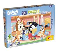 Lisciani - Puzzle Bluey - 24 Pièces pour Enfant dès 3 Ans - Puzzle Double Face à Colorier - Format 50 x 35 cm - Chien Bluey - Développe Motricité Fine, Concentration et Observation