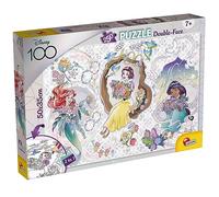 Lisciani - Puzzle Disney 100 DF Plus - 250 Pièces - Princesses - Double Face - 2 en 1 - Puzzle et Coloriage - 50 x 35 Cm - Pour Enfants à Partir de 7 ans