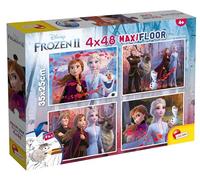 LISCIANI - PUZZLE DISNEY 2 en 1 - La Reine des Neiges - 48 Pièces - 4 Puzzles Frozen Pour Enfants dès 4 ans - 35x25cm - Double Face - Verso à Colorier avec Feutres Inclus