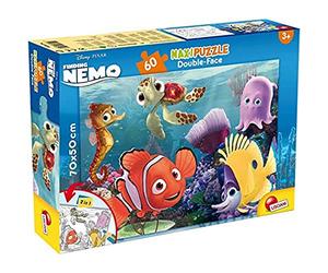 Lisciani - Puzzle Disney 2 en 1 - Némo - Puzzle Géant 70 x 50 cm de 60 pièces - Double Face avec Verso à Colorier - pour Enfants dès 3 ans -Feutres Inclus pour Coloriage- Fabriqué En Italie