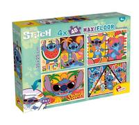 Lisciani - Puzzle Disney - LILO & Stitch Maxifloor - Puzzle 4 x 48 Pièces - Double Face pour Enfants dès 4 Ans - Scènes à Colorier au Verso - Format 35x25 - Activité Créative Idée Cadeau Anniversaire