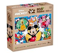 Lisciani - Puzzle Disney Mickey - 24 Pièces Double Face - Dès 3 Ans | Activité Créative Disney - Verso à Colorier, Second Temps de Jeu - Carton 100% Recyclable - Format Final 35 x 25 cm