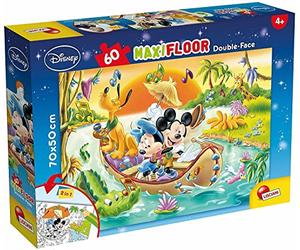 Lisciani - Puzzle Disney Mickey Et Ses Amis - Double Face 60 Pièces Dès 3 Ans - Verso À Colorier - Format Maxi 70x50 Cm - Jouet Éducatif Mickey - Idée Cadeau Enfant 3 Ans - Activité Créative