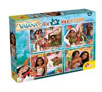 Lisciani - Puzzle Disney Vaiana - MaxiFloor 4 x 48 Pièces - Dès 4 Ans | Maxi Floor Double Face à Colorier - 4 Formats 35 x 25 cm - Motricité Fine et Observation - Quatre Scènes du Film Réunies