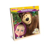 Lisciani Puzzle en bois Masha et Michka – 9 pièces, développe motricité fine, dès 12 mois