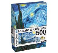 Lisciani Puzzle Gift Set Art Van Gogh - The Starry Night 500 Pièces 14+ | Coffret Cadeau Artistique avec 4 Marque-Pages, 2 Cartes Postales et 2 Étiquettes Décoratives pour Fans d’Art et Puzzles Zen