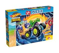 Lisciani - Puzzle Hot Wheels M-Plus - Puzzle 24 Pièces Monster Trucks pour Enfants dès 3 Ans - Format 25x35 cm - Activité Educative - Idée Cadeau Anniversaire - Jeu de Motricité et Observation