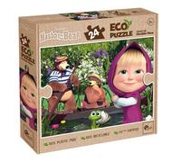 Lisciani - Puzzle Masha et Michka - 24 Pièces Double Face - Dès 3 Ans | Activité Manuelle 100% Recyclable - Verso à Colorier, Usage Prolongé - Scène du Dessin Animé - Format Final 70 x 50 cm