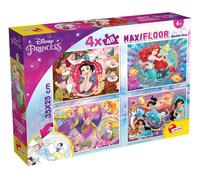 Lisciani Puzzle pour enfants a partir de 3 ans 4 x 48 pi ces 2 en 1 Double Face Recto Verso avec le dos colorier - Disney Princesse - 91744