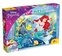 Lisciani, Puzzle pour enfants a partir de 7 ans, 250 pièces, 2 en 1 Double Face Recto / Verso avec le dos à colorier - Disney La Petite Sirene - 91706, Non Applicable.