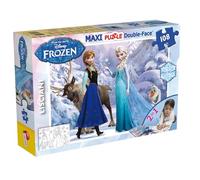 Lisciani - Reine des Neiges Elsa - Puzzle 108 Pièces au Sol - Dès 3 Ans | Modèle Recto Verso 108 Pièces - Grand Jeu de Sol - Coloriage au Dos, Loisir Créatif Bonus - Format Final 70 x 50 cm au Sol