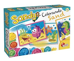 Lisciani - Sandy Sable Coloré Sur Feuilles Adhésives - Kit Créatif Dès 4 Ans - Sable Sans Gluten - 5 Feuilles Illustrées - Activité Manuelle - Idée Cadeau Enfant 4 Ans - Activité Créative