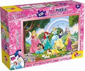 Liscianigiochi Lisciani - Disney Puzzle Princesses - Maxi Puzzle 108 Pièces - Double Face - Verso A Colorier - Jeu Educatif - A partir de 3 ans