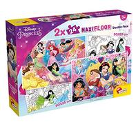 Liscianigiochi Lisciani, Puzzle pour enfants a partir de 3 ans, 2 x 24 pièces, 2 en 1 Double Face Recto / Verso avec le dos à colorier - Disney Princesses - 91720
