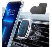 LISEN 2024 Support Telephone Voiture Magnetique, [6 Aimants Puissants] [Clip Améliorer] Porte Téléphone Voiture Aimanté pour iPhone 16 15 14 Pro Max Plus, Galaxy 24 23 Ultra et Smartphone Sliver