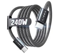 LISEN 240W Cable USBC Charge Rapide, PD 5A Cable USB C vers USB C Câble Chargeur USBC Nylon Tressé pour iPhone 16 Samsung S25 Ultra iPad Air MacBook Pro Google Pixel 10 Switch PS5 Tablet Noir, 1m