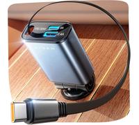 Lisen 3 En 1 Rétractable Chargeur Allume Cigare Usb C, [75% Plus Petit] Chargeur Voiture Usb C 57w, Adapter Allume Cigare Pour Iphone 16 15 Pro Galaxy S25 Ultra Xiaomi