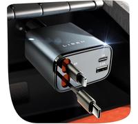 LISEN 4 en 1 Rétractable Chargeur Voiture USB C 69W [Câble Magique & Rebond Instantané] Adaptateur Allume Cigare, Idee Cadeau Homme Papa Femme, Voyage Camping Car Accessoires pour iPhone 17 16 Pro Max