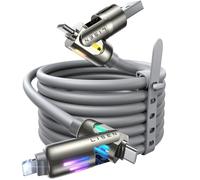 LISEN 4 in 1 Charger Cable, Multi Charger Cable [240W 2M] Type C/A to C/Lightning Cord for iPhone 17 16 15 14 Pro/MacBook/iPad/Samsung