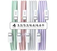 LISEN 60W Câbles USB C Charge Rapide Câbles USB C vers USB C Nylon Tressé | pour iPhone 17 Samsung S25 Ultra iPad Air MacBook Pro Google Pixel 9 Xiaomi Switch PS5 Tablet, Lot de 4, 1M+1M+2M+2M, Coloré