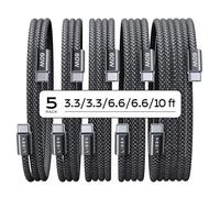 LISEN 60W Câbles USB C Charge Rapide Câbles USB C vers USB C Nylon Tressé pour iPhone 17 Samsung S25 Ultra iPad Air MacBook Pro Google Pixel 9 Xiaomi Switch PS5 Tablet, Lot de 5, 1M+1M+2M+2M+3M, Noir