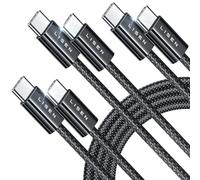 LISEN 60W Câbles USB C Charge Rapide Câbles USB C vers USB C Nylon Tressé pour iPhone 17 Samsung S25 Ultra iPad Air MacBook Pro Google Pixel 9 Xiaomi Switch PS5 Tablet, Lot de 3, 2M+2M+2M, Noir
