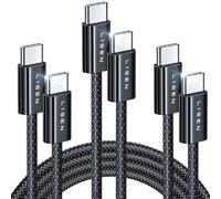 LISEN 60W Câbles USB C Charge Rapide Câbles USB C vers USB C Nylon Tressé | pour iPhone 17 Samsung S25 Ultra iPad Air MacBook Pro Google Pixel 9 Xiaomi Switch PS5 Tablet, Lot de 3, 1M+1M+1M, Noir