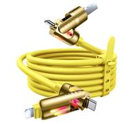 LISEN Câble de charge multifonction 4 en 1, USB A/C vers C/L, jaune, 240 W, pour iPhone 16/15/14 Pro Max/MacBook/iPad Pro/Samsung Galaxy