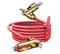 LISEN Câble USB C Chubby 240 W, Câble De Charge 4 En 1 Avec Lumière, Câble De Charge USB A/C Vers C/L Pour iPhone 16, 15, 14 Pro Max/MacBook/iPad Pro/Samsung S24, 2M, Rouge