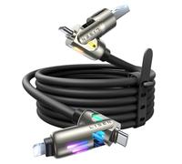 LISEN Câble USB C Chubby 240 W, câble de charge USB 4 en 1 (1 m) avec lumière, noir