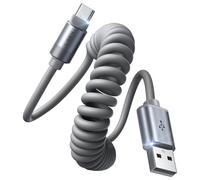 LISEN Câble USB-C Enroulé, 2 Pack pour Android Auto & CarPlay, Câble Court USB-A vers USB-C 1,2 m Compatible avec iPhone 17/16/15, Samsung Galaxy S25/S24/S23 A15/A14, Google Pixel 9/8, Moto, OnePlus