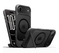 LISEN Coque de protection pour iPhone Air, avec MagSafe, support invisible, super force magnétique 20N, protection des boutons et protection militaire - Pour iPhone 17 Air - Fine - Anti-chocs - Noir