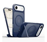 LISEN Coque de protection pour iPhone Air, support invisible, super force magnétique 20N, protection des boutons et protection militaire pour iPhone 17, fine, résistante aux chocs, bleu mat